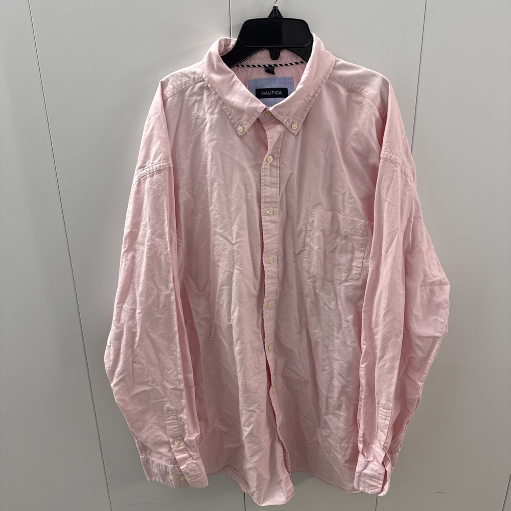 Nautica Mens 3XL Pink Long Sleeve Button Down Cotton Shirt Classic Fit G36